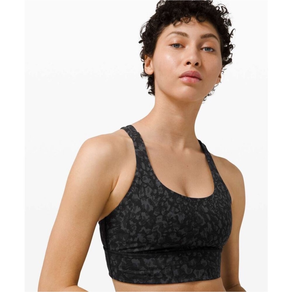 nwot Lululemon Energy Bra Long Line med Support B–C Wild Thing Camo Deep Coal 4